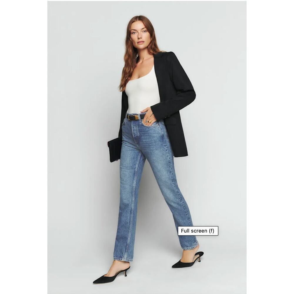 Reformation Straight Leg Jeans in Light Blue Wash
